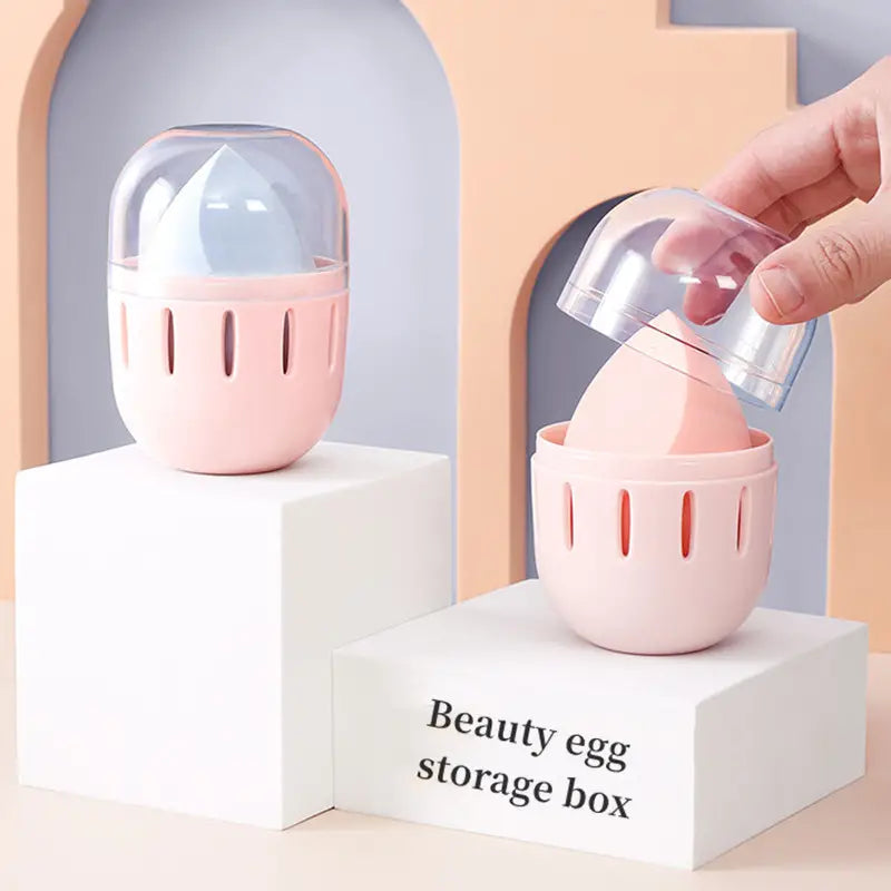 Portable Transparent Makeup Sponge Storage Box Case