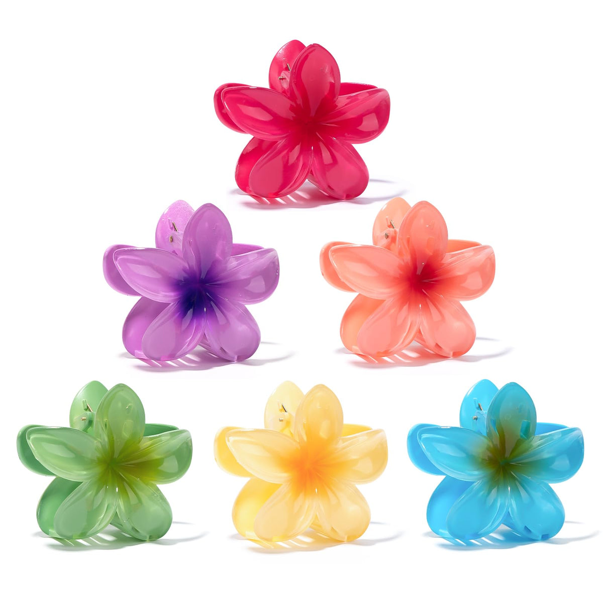 TULOBI Flower Claw Clips 6 Pack Large Flower Hair Clips for Women Hawaiian Hair Clip for Thick Thin Hair Beach Tropical Hair Accessories - Set 2