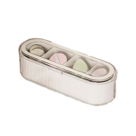 Makeup Brush Holder Organizer Clear Acrylic Makeup Sponges OrganizerCosmetic Storage Case with Lid Display Case for Vanity (Sponges Organizer)