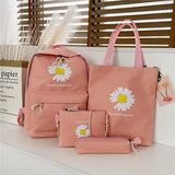 Daisy Print Backpack Set for Students (4 Pieces)
