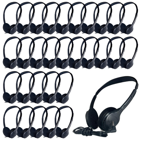 JINWAYBST Headphones Bulk for Classroom Wholesale Childrens 30 Pack Headphones with 3.5 mm Jack for KidsSchool Student Libraries Computer Lab Testing Centers (009 Black Headphones)