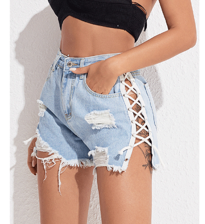 Slim-Fit High Waist Denim Shorts for Women