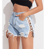 Slim-Fit High Waist Denim Shorts for Women