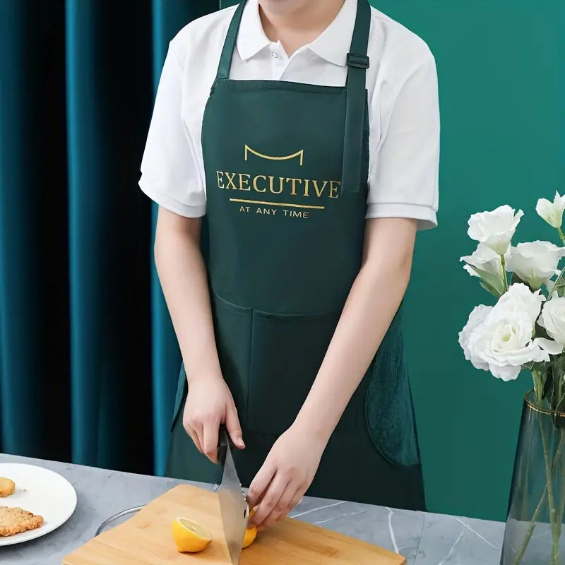 Waterproof Polyester Kitchen Apron for Home Use (28.35"x26.77")