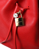 Dolce & Gabbana Red Leather Claudia Drawstring Bucket Women Bag - Women's