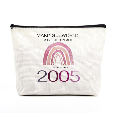 20st Birthday Gifts for Her Makeup Bag 20st Birthday Decorations Boho Rainbow Birthday Gifts from Mom for 20 Year Old Female Women Her Daughter Niece Making The World A Better Place Since 2005