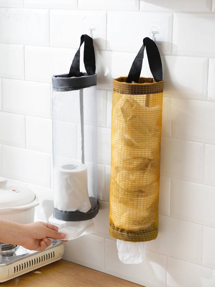 Wall-Mounted Plastic Bag Holder for Kitchen Storage