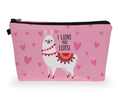 3D Digital Print Llama Cosmetic Bag and Organizer
