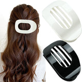 Mevnccola French Flat Hair Clips for Women Medium Round Flat Claw Clips for Women Girls Thick Thin Hair Hair Clamps Non-slip Jaw Clips (2 black white)