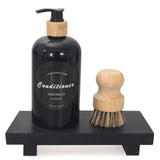 Wooden Pedestal Stand Black Bathroom Counter Organizer Tray Decor Farmhouse Wood Risers Small Soap Dish Dispenser Holder for Kitchen Sink Tray Modern Bathroom Vanity Accessories Decorative Tray