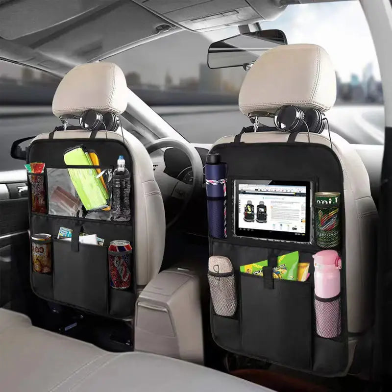 Car Seatback Organizer with Cup Holder - Travel Accessory