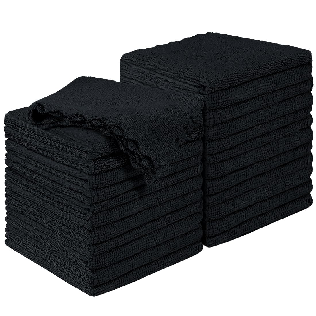HOMEXCEL Black Microfiber Cleaning Cloths 24 Pack Cleaning Rags for Kitchen Lint Free Scratch-Free Highly Absorbent and Reusable Cleaning Towels for House Window and Glass Cars 11X9 inch