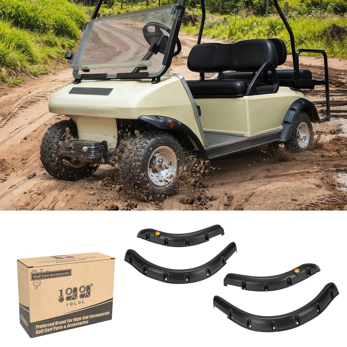 10L0L Club Car DS Fender Flares - Golf Cart Fender Flare for Club Car DS 1992-up (set of 4) Only Fits Original Body NOT for Modified Cart