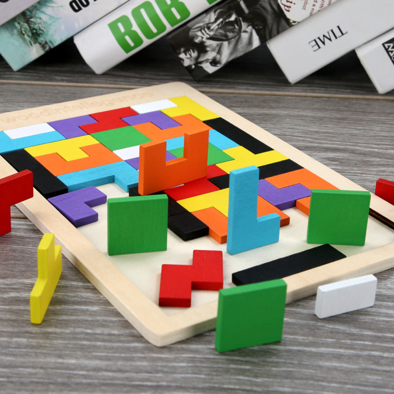 3D Colorful Wooden Tangram Puzzle Educational Toy