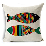 Nordic Fish Cartoon Hand-painted Car Pillow Cover