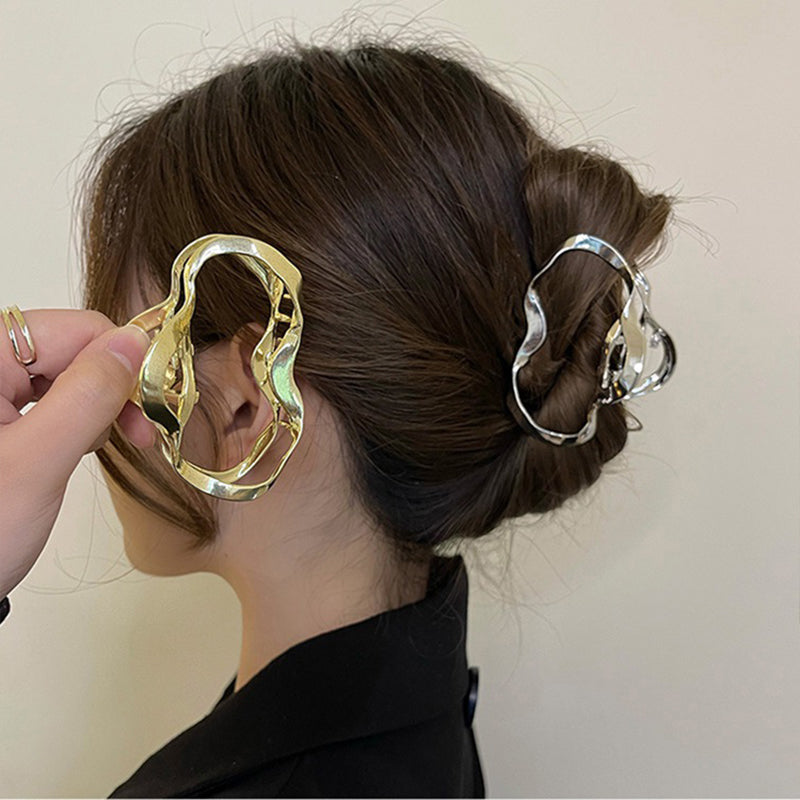 Irregular Geometric Metal Hair Clip for Cold Weather