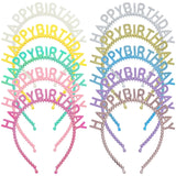Lawie 10 Colors Pack Bulk Candy Rainbow Colorful Pearl Plastic Happy Birthday Headbands Thin Plain Headbands Skinny Hair Bands Clasps Tiara Crown DIY Party Hair Accessories for Kids Girl Women