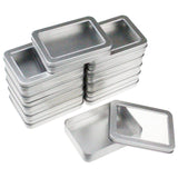 Goodma 12 Pieces Rectangular Empty Metal Tins Home Storage Containers Organizer Mini Box with Clear Window Lid 4.5 x 3.35 x 0.87 inch (Silver)