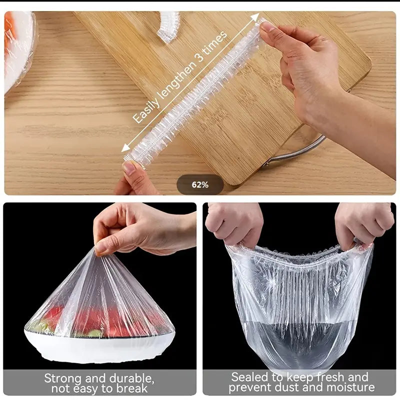 Disposable Plastic Food Storage Covers - 50/100pcs Set