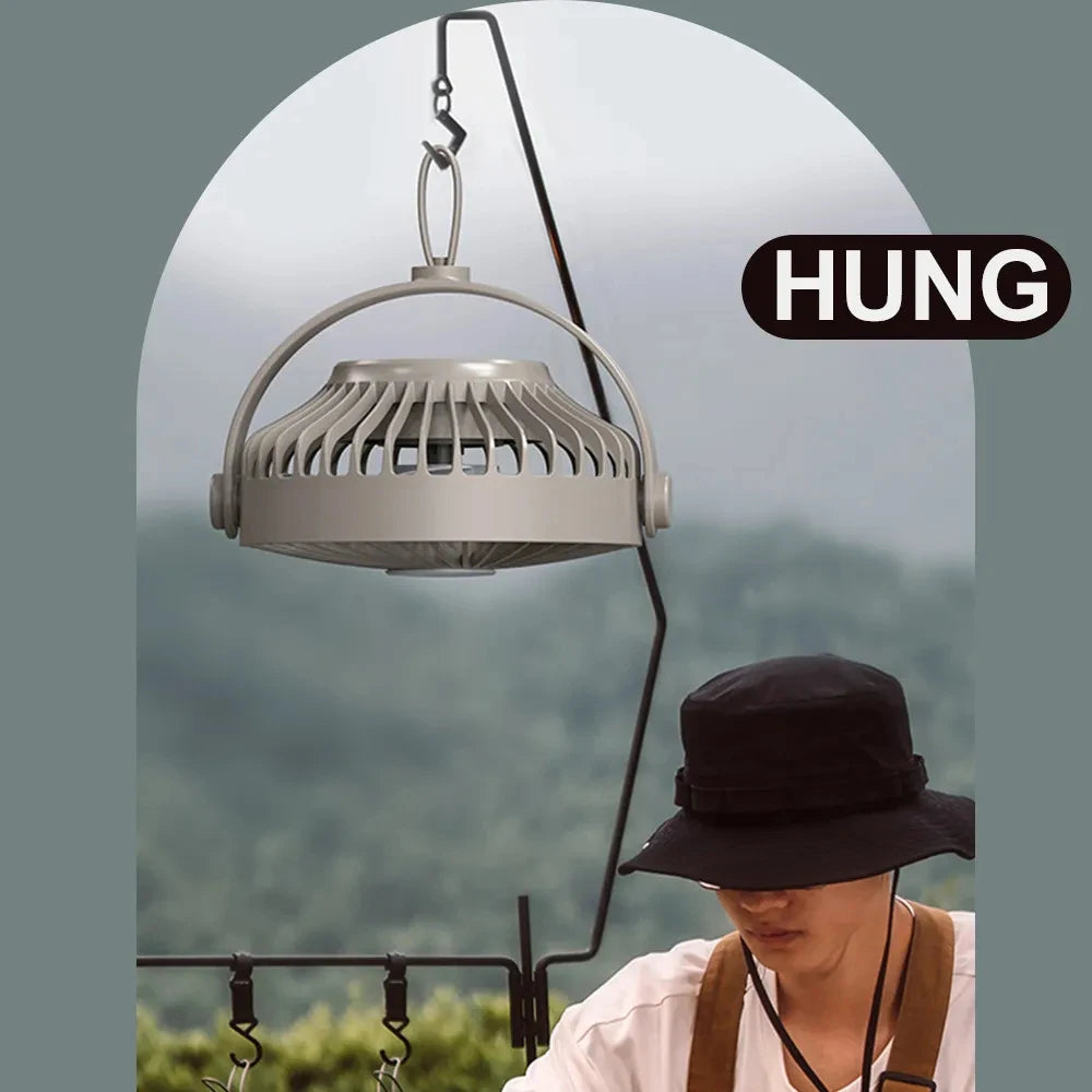 Portable USB Camping Fan with Triangular Stand and Remote