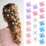 20 Pcs Mini Clover Flower Hair Clips with Cute Rhinestone Hair Barrettes Convenient Hairpins Easy for Braids Hairstyles Braiding Hair Accessories for Wedding (20 Pcs- Mix Color)