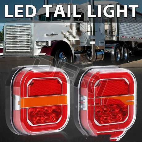 Light Guide Square LED Trailer Taillight – Waterproof Universal Truck & Car Rear Lamp (Pair)