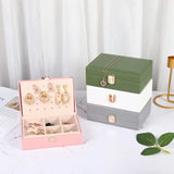 Faux Leather Two-Layer Jewelry Storage Box (1pc)