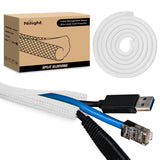 Nilight Cable Sleeve 25ft-1/2inch Cable Management Sleeves Braided Cable Sleeving Split Self Wrapping Wire Loom for Computer Cable Electrical Wire Automotive Harness Protector Organizer White
