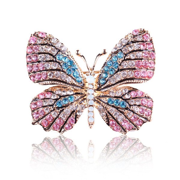 Colorful Rhinestone Alloy Butterfly Brooch Accessory