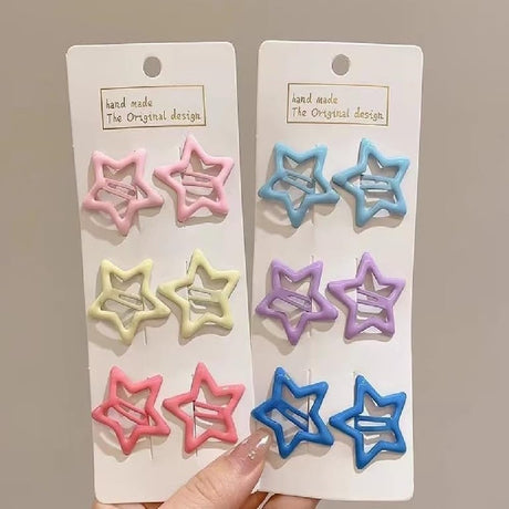 6Pcs Colorful Star Hair Clips Snap Star Hair Accessories Non Slip Star Clips for Girls Women Multiple Colors Metal Hair Clips Star Hair Barrettes Star Hair Clips for Women Hair Accessories
