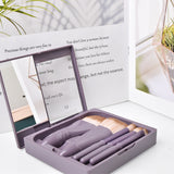 Travel Makeup Brush Set with Mirror and Soft Bristles