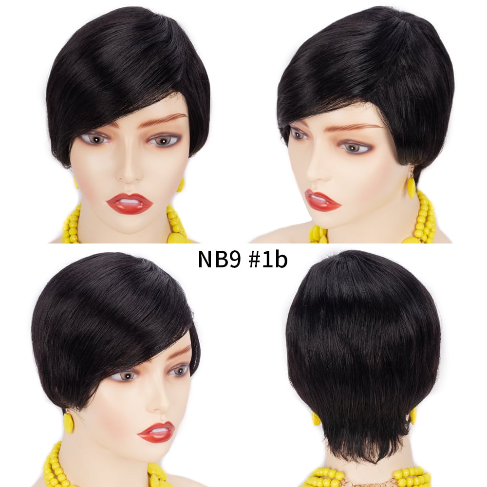 Golden Gradient Black Short Straight Hair Hood