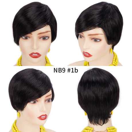 Golden Gradient Black Short Straight Hair Hood
