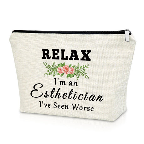 Sazuwu Esthetician Gift Makeup Bag Cosmetology Gifts for Teachers Beauty Gifts for Girls Cosmetic Bag Thank You Gifts for Makeup Artist Beautician Gifts for Stylist Birthday Christmas Gifts
