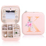 VigorVaul Travel Jewelry Box K Initial Small Jewelry Case for Women| Pink Jewelry Organizer Box|Personalized Birthday Gifts for Girls|Teacher Gifts for Women|Graduation Gifts for Her