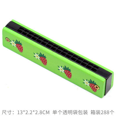 Wooden Painted Harmonica for Kids - 16 Holes Educational Toy