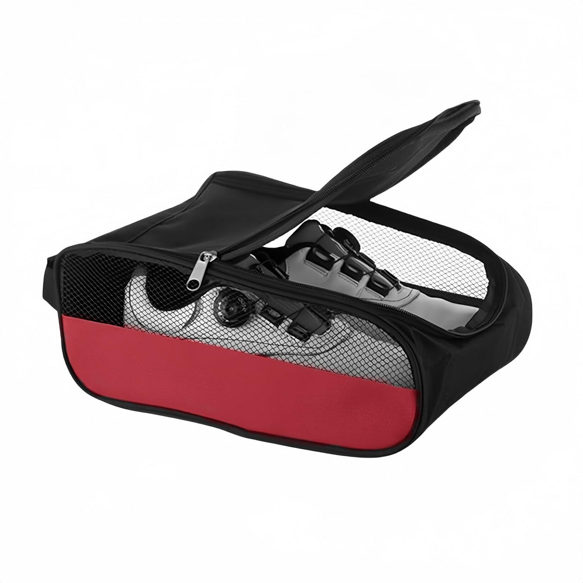 Sanseenia Outdoor Golf Shoe Bag for Travel Waterproof & Breathable Zippered Sports Golf Shoe Carrier Bags for Men Women (Red)