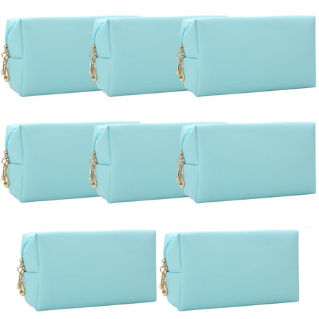 Bridesmaid Proposal Gifts Letter Cosmetic Makeup Bag 8pack for Wedding Bachelorette Party Favors decorations Toiletry Organizer Bag Makeup Case Gift girls(8 Blue)