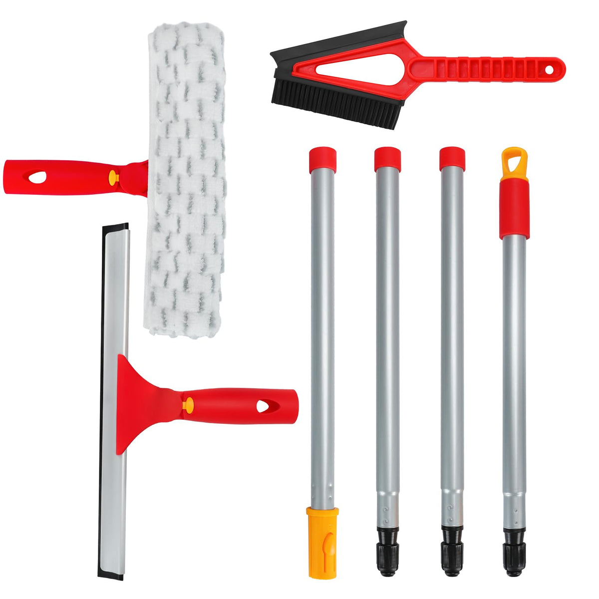 Window Cleaning Kit with Rotatable Squeegee and Microfiber Scrubber Window Cleaner Tool 57" Long Handle Window Cleaner for Car Shower Indoor & Outdoor Glass Door