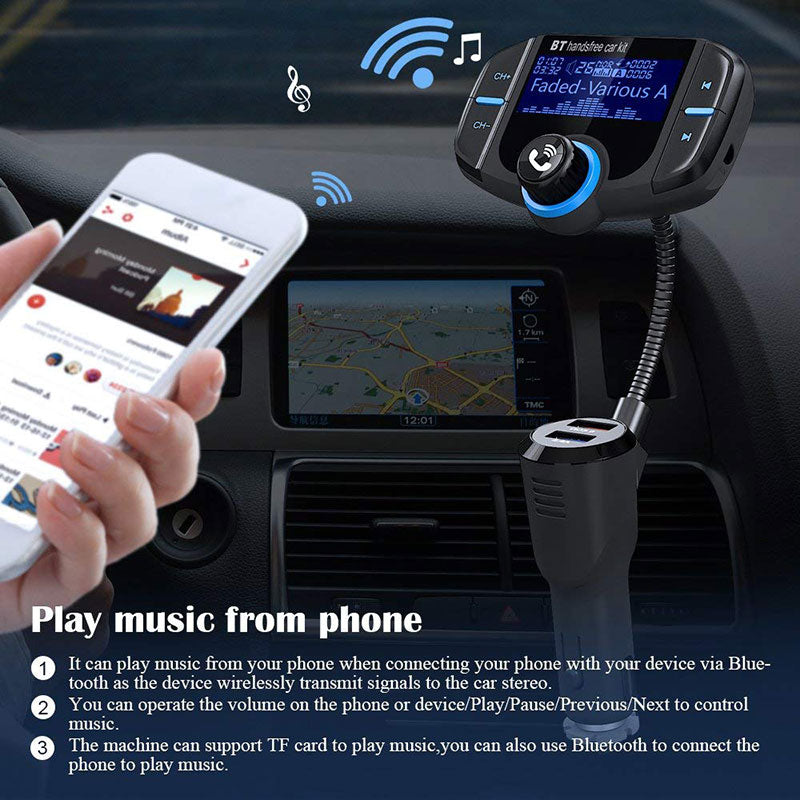 Bluetooth FM Transmitter Car Adapter with Fast Charger
