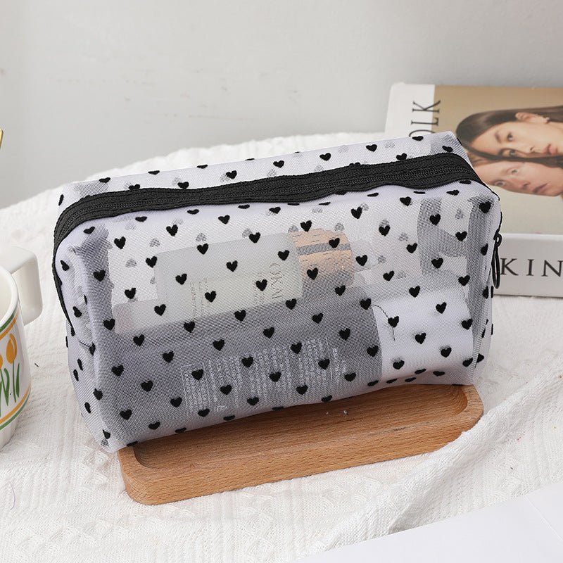 New Ins Heart Velvet Makeup Bag for Girls (Large Capacity)