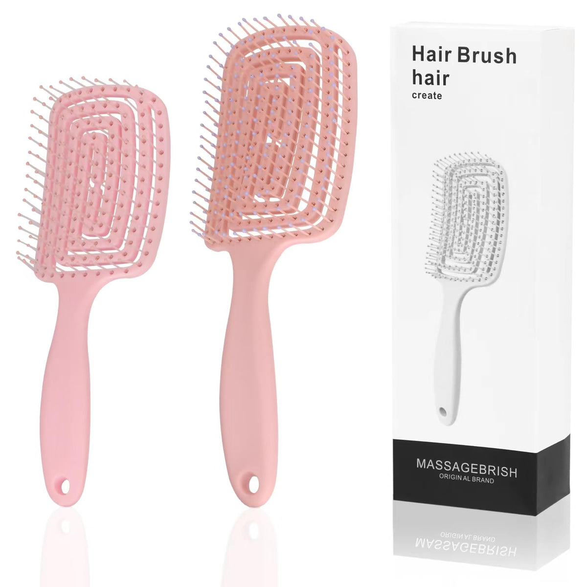 Detangler Brush Dry and Wet Hair Brush Detangler for All Hair Types Great for Women Boys and Girls Pink.2 Set