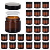2oz Jars with Lids Hoa Kinh 24 Pack Amber Glass Jars with Lids Empty Cosmetic Containers Round Airtight Glass Jar with Inner Liners and black Lids for Storing Lotions Powders and Ointments
