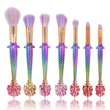 7-Piece Mermaid Makeup Brush Set in Yellow-Green Gradient