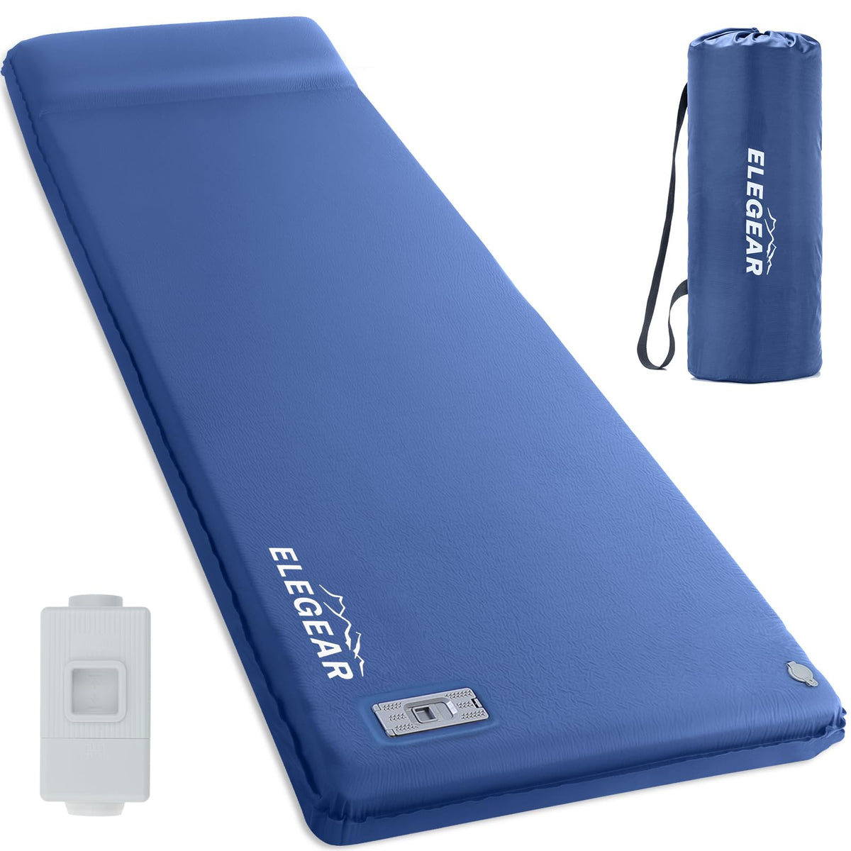 Elegear Self Inflating Sleeping Pad Built-in Electric Pump 3.1" Ultra-Thick Memory Foam Camping Mattress Pad with Pillow Foam Sleeping Pad for Camping R-Value 9.5 Foam Camping Pad for Car/Traveling