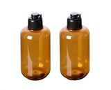 VASANA 300ml/10oz Empty Refill Plastic Squeeze Bottles with Black Flip Cap Cosmetic Makeup Essential Oil Water Shampoo Shower Gel Liquid Body SoapStorage Holder DIY Beauty Tool Pack of 2 (Amber)