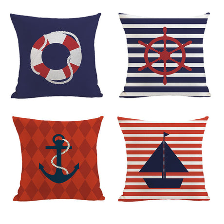Pirate Ship Pattern Throw Pillow Cover for Home Decor