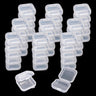 NEETUE 80 pcs Mini Clear Plastic Jewelry Box earring storage box Small Storage Containers with Hinged Lids for Crafts Screws Art Embroidery Nail Accessories 1.38x 1.38x 0.78Inches (Clear)