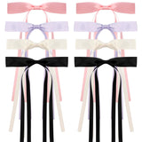 Chanaco Hair Bows for Women (3 Count) - Black White Pink Purple - Silky Satin Hair Ribbon - Cute Oversized Long Tail Hair Bows for Girls - Coquette Bows Hair Accessories for Women