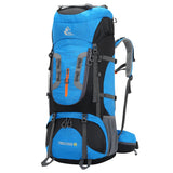 Bseash 80L Waterproof Hiking Camping Backpack with Rain Cover Lightweight Outdoor Sport Travel Daypack for Climbing Touring (Blue)